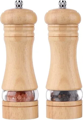 Productafbeelding van Famanu pepermolen, handmatig, met onderzetter - hoogte 16,5 cm, naturel