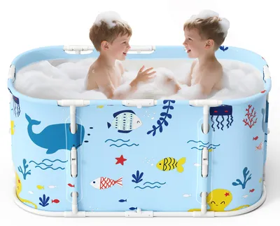 Immagine prodotto di Vasca da bagno pieghevole e portatile - Dimensioni: 110 x 54 x 59 cm - Colore: blu