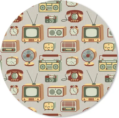 Produktbild von MuchoWow® Mauspad Mousepad Radio - Telefon - Retro - Muster 20x20 cm - Mousepads - Maus Mat - Pad - Mausunterlage - Schreibtischmatte