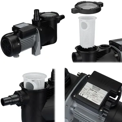 Produktbild von COIL Poolpumpe, Filterpumpe, Selbstansaugende Pumpe, Zirkulationspumpe, Umwälzpumpe Kapazität: 8000 l/h Förderhöhe max. 8,5m, Vorfilter: 300 W, leiser Motor mit einem Geräuschpegel von 73 dB, Isolationsklasse: IPX5, Eingangsspannung: 230 V / 50 Hz