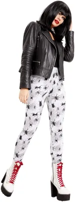 Imagen del producto de Smiffys 66000XS: Leggings con estampado de insectos, para mujer, color blanco, talla XS (corresponde a la talla 04-06)