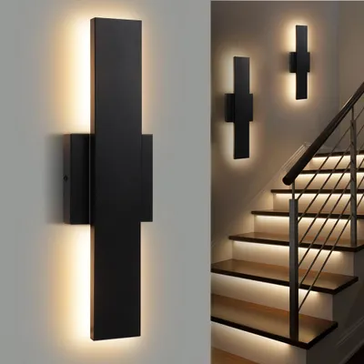 Produktbild von Rosikey 1 Stück LED Wandleuchte Innen/Aussen schwarz, 40cm Außenlampe Wand Modern IP54 Wasserdicht für Gärten Terrassen Schlafzimmer Wohnzimmer Bad