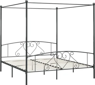 Produktbild von vidaXL Himmelbett-Gestell Grau Metall 180 x 200 cm