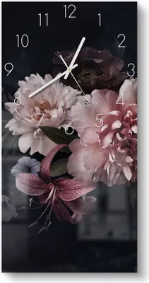 Produktbild von DEQORI Glasuhr 30x60 cm Zahlen 'Blühende Pracht' Wanduhr Glas Uhr Design leise