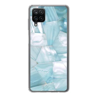 Produktbild von MuchoWow® Handyhülle Schutzhülle Hülle für Samsung Galaxy A12 Naturstein - Blau - Perlmutt Silikon Softcase Handy Hülle - Bild