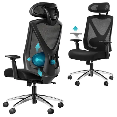 Zdjęcie produktu dla Ergonomiczne krzesło biurowe - krzesło do biura - krzesło do pracy - krzesło obrotowe - krzesło komputerowe - czarna wersja