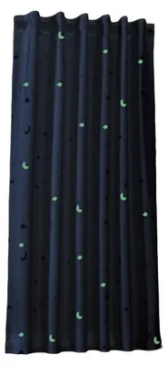 Produktbild von Vorhang Schal blickdicht lichtfurchlässig Motiv Sterne Monde fluoreszierend leuchtend Kinder Kids Schlaufenband Universalband Blau 1 Stück 175x145 (Höhe x Breite cm) 20495