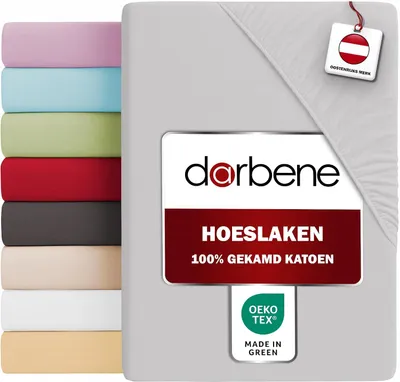 Productafbeelding van Hoeslaken Premium, 100% Katoen, 70x140x18 cm, 1x Lichtgrijs