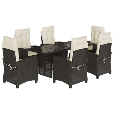Produktbild von vidaXL 7-tlg. Garten-Essgruppe mit Kissen Schwarz Poly Rattan