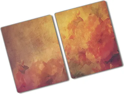 Produktbild von Tulup Glas Herdabdeckplatte - 2x40x52 cm - Glaskeramikkochfeld-Abdeckung Spritzschutz Glasabdeckplatte Kochplattenabdeckung und Schneidebrett - Zweiteilig - Kunst: modern & klassisch - Blumen - Orange