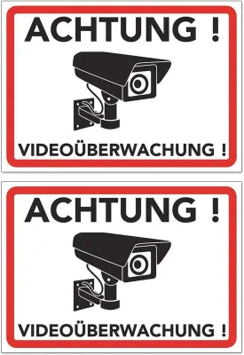 Productafbeelding van Waarschuwingsbord voor Videobewaking - Camerabewaking Schild (20 x 15 cm) - 2 Stuks