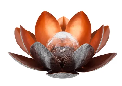 Produktbild von Dehner Solarleuchte Lotus, Lichtfarbe warmweiß / kaltweiß, Ø 27.5 cm, Höhe 12 cm, Metall / Glas / Kunststoff, silber / rot