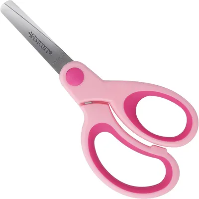 Image de Ciseaux pour enfants Softgrip, pour les droitiers, 13 cm, pointe arrondie, couleur rose