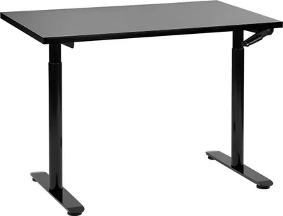 Zdjęcie produktu dla BELIANI Regulowane biurko czarny blat czarna stalowa rama 120 x 72 cm ręczna zmiana wysokości okrągłe nóżki nowoczesny design biuro
