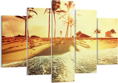 Produktbild von Bild auf Leinwand - Leinwandbild - Strand Meer Palme - 150x100cm - Wand Bild - Wanddeko - Leinwanddruck - Bilder - Kunstdruck - Wanddekoration - Leinwand bilder - Wandkunst - EA150x100-3609