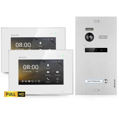 Produktbild von BALTER EVO HD Silber Video Türsprechanlage Set 1 Teilnehmer 2x7" Monitor Weiß