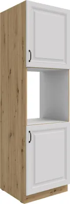 Produktbild von Küchen Hochschrank 60 cm Stilo Weiss + Eiche Artisan Küchenzeile Küchenblock