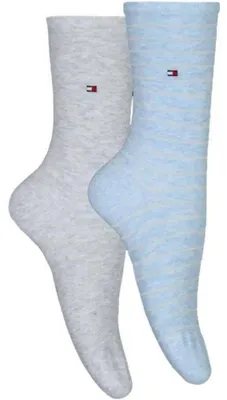Immagine prodotto di Tommy Hilfiger - Calzini da donna, a righe (confezione da 2) NA971 (39,5 EU - 42 EU) (blu/grigio)