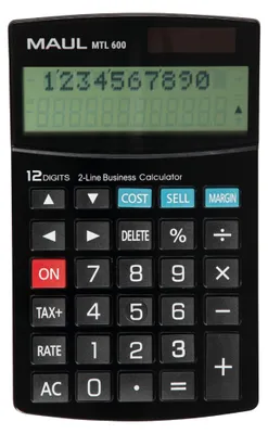 Immagine prodotto di Calcolatrice da tavolo MAUL MTL 600 Display LCD 2 righe, 12 cifre Batteria solare 17 x 10,3 x 2,6 cm nero