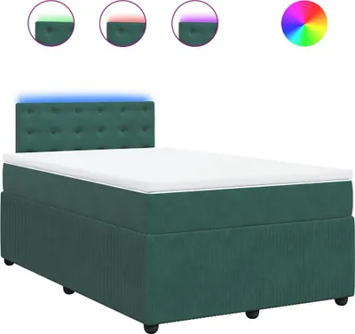 Obrázek produktu pro vidaXL Postel Boxspring s matrací Dark Green 120x200 cm Velvet