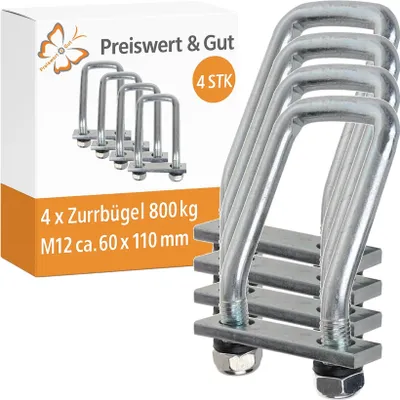 Produktbild von 4 x Zurrbügel Anhänger 800kg Zurrösen M12 ca. 60x110mm Zurrmulde Ladungssicherung