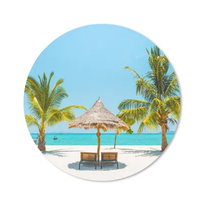 Produktbild von MuchoWow® Mauspad Mousepad Strand - Sonnenschirm - Palme 30x30 cm - Mousepads - Maus Mat - Pad - Mausunterlage - Tischunterlage - Schreibtischmatten