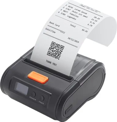 Obrázok produktu pre Prenosná tlačiareň účteniek, 80 mm, mobilná POS tlačiareň s priamou termálnou tlačou s BT+USB, použitie s aplikáciou, kompatibilná so smartfónmi iOS a Android, nastaviteľná šírka papiera 30šC80 mm, pre reštaurácie, supermarkety, kuchyne, kancelárie a malé podniky