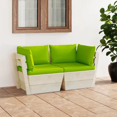 Immagine prodotto di Maison Exclusive - Divano da giardino a due posti in pallet con cuscini, in legno di abete rosso