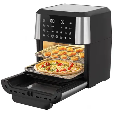 Produktbild von Heißluftfritteuse 12L LED Touchscreen 1800W 10in1 Fritteuse 360° Heißluftzirkulationssystem Antihaftkorb Mini Backofen mit weniger Öl für Familien