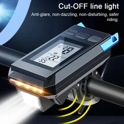 Imagen del producto de Ciclocomputador inalámbrico multifuncional para bicicleta, con luz y bocina, recargable por USB, impermeable. Velocímetro para bicicleta con pantalla completa y retroiluminación, accesorio para bicicleta