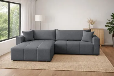 Produktbild von Ecksofa ALVEO – L-Form mit Schlaffunktion, Bettkasten & universeller Ottomane