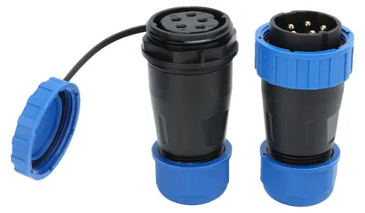 Produktbild von Wasserdichter Steckdosenstecker, 380 V, 45 A, schweißfrei, weiblich, männlich, Luftfahrtstrom, 5-polig, Kontaktgröße 2,8 x 5 mm