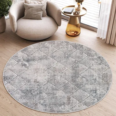 Obrázok produktu pre Tapiso Koberec VALLEY Round Vintage Grey Beige Spálňa 200 x 200 cm