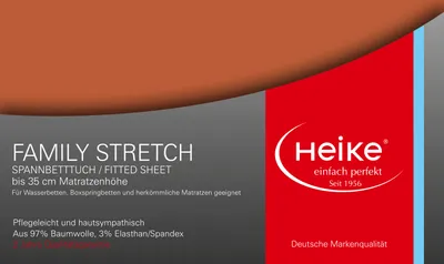 Produktbild von Heike Spannbettlaken, Jersey Family Stretch, 97% Mako-Baumwolle 3% Elasthan, 230 gr/m2, bis 35 cm Höhe (Zimt, 90x200 cm-100x220 cm)