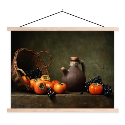 Produktbild von MuchoWow® Textilposter Rustikal - Obst - Korb - Stilleben 40x30 cm mit holzfarbenen Rahmen - Bilder