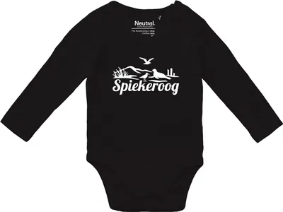 Produktbild von Huuraa Baby Body Spiekeroog Strandmotiv 62 Black  Baumwolle Fairtrade Langarmbody Geschenkidee