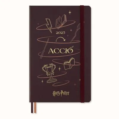 Zdjęcie produktu dla Moleskine Harry Potter Accio 12-miesięczny kalendarz dzienny 2025, L/A5, twarda oprawa, bordowo-czerwony