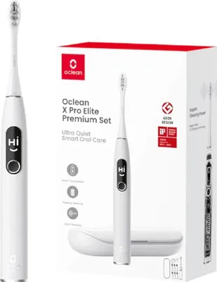Zdjęcie produktu dla Oclean X Pro Elite Set, Dorosły, Soniczna szczoteczka do zębów, Głębokie czyszczenie, Pielęgnacja dziąseł, Masaż, Delikatny, Wybielający, Szary, 84000 ruchów na minutę, 2 min