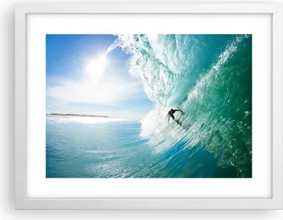 Produktbild von Gerahmtes Poster - Weißer Rahmen - Abenteuer surfer welle ozean - 40x30 cm - Wand Bild - Wanddeko - Wandbilder - Wandposter - Bilderrahmen - Bilder - Kunstdruck - Wandbild - P2WAA40x30-2541