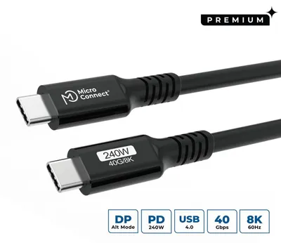 Image de Microconnect USB4CC15-240W Câble USB 1,5 m USB4 Gen 3x2 USB C Noir (USB4CC15-240W)