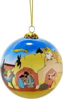 Produktbild von Christbaumkugel mit Innenglasbemalung 2024 »Kommet, ihr Hirten«