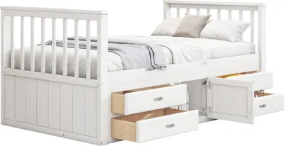 Produktbild von Podestbett,Kinderbett(Weiß,90x200cm)Podestbett mit 4 Schubladen,mit Stauschrank
