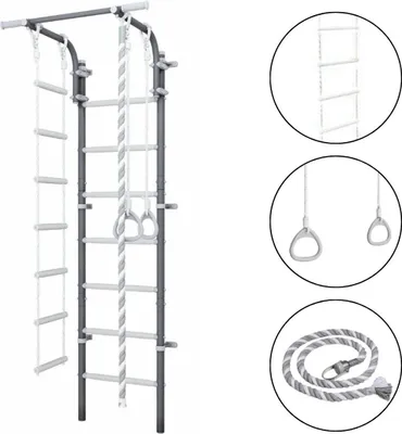 A gymnastics wall bar with various attachments.