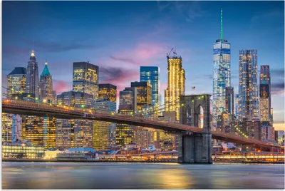 Produktbild von MuchoWow® Poster New York - Brooklyn Bridge - Nacht 60x40 cm - Schlafzimmerdekoration