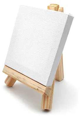Produktbild von Mini-Staffelei aus Holz mit Leinwand 8 x 8 cm – Set zum Malen und Dekorieren – geeignet für Hochzeiten, Partys und kreative Veranstaltungen