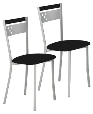 Küchenstühle, 2er-Set, Metall, Kunstleder, schwarz, 45 cm Sitzhöhe