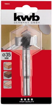 Produktbild von kwb 706035, Bohrer, 3,5 cm, Hartholz, Weichholz, 1 cm, Schwarz, Edelstahl, -, 1