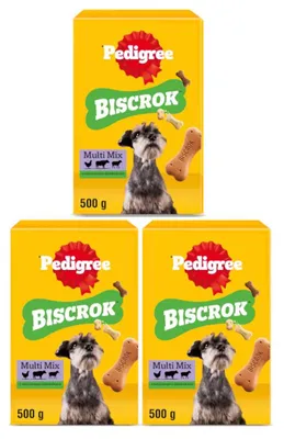 Zdjęcie produktu dla Przysmak Dla Psa Pedigree Biscrok Multi Mix 3x500g Chrupiące Ciasteczka
