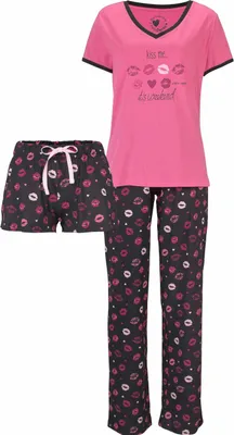 Produktbild von Vivance Dreams Pyjama pink-schwarz-gemustert Größe 56/58