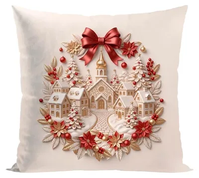 Immagine prodotto di Copertura per cuscino, copridivano decorativo, tema natalizio, Natale, città natalizia, dimensioni 40x40